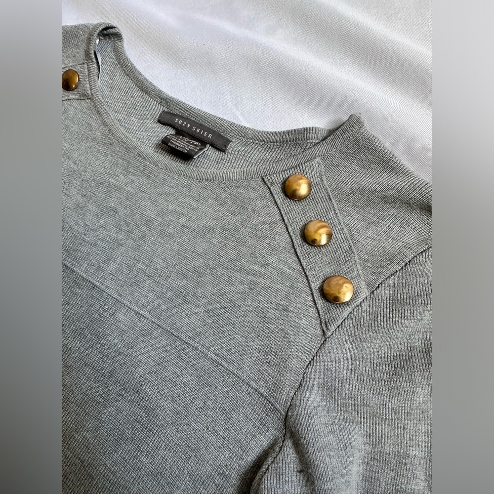 SUZY SHIER Sweater Dress With Gold Button Detail - Picture 4 of 4